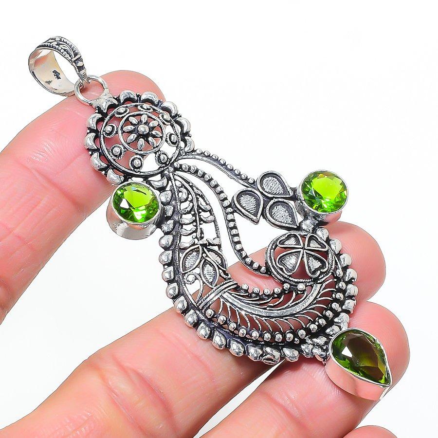 Natural Peridot Gemastone 925 Sterling Silver Jewelry Pendant 3.43 AP-14626
