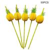 50Pcs Flamingo Drinking Straws Tropical Umbrellas Pineapple Juice Cocktail Disposable Juice Straws Hawaii Party Decoration