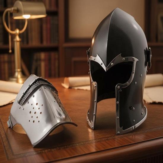 

Viking Visored Barbud Battle Knight Helmet Black Medieval Helm Armor Replica Costume Rustic Home Decor Gifts