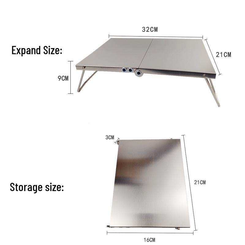 Multi-Functional Stainless Steel Folding Camping Table - Portable, Thickened, Small for Home & Outdoor Use