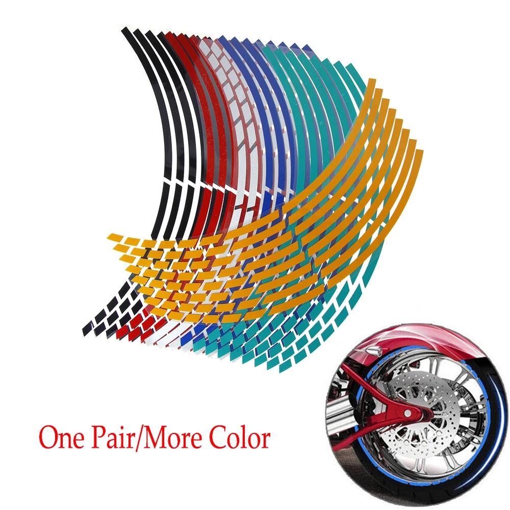 16Pcs Motorcycle Car Tire Decals Trim Strips 17"18" Universal Reflective Bike Wheel Sticker Waterproof Motorcycle Wheel Rim Tape