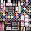 Nail Art Kit Complete Set Acrylic Powder Liquid 12 Colors Beginner Extension Gel UV Light Tools
