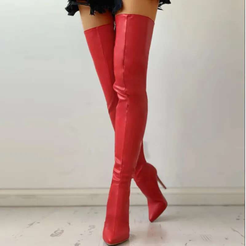 Big Size 40-46 Women's Boots High Heel 11cm Over Knee Boots Back Zipper Fashion Personality Boots
