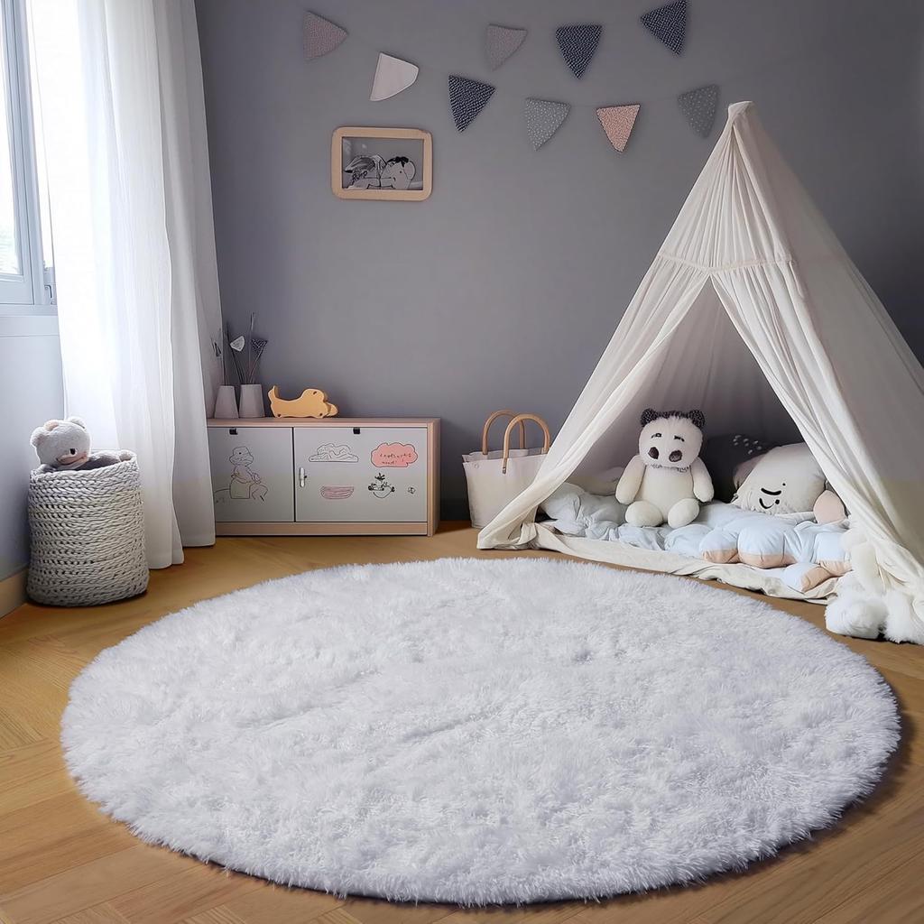 Μαλακό Μεταξένιο Χαλί Στρογγυλό Αφράτο Χαλί Περιοχής Καναπέ για Σαλόνι Παιδικό Υπνοδωμάτιο Χαλάκια Δαπέδου με Πλούσιο Πάχος Ζεστή Διακόσμηση Σπιτιού Χαλάκι για Κατοικίδια Γκρι