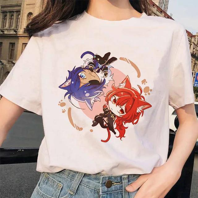 

Paimon Genshin Impact T Shirt 100 Cotton Venti Xiao Diona Diluc Kaeya Cartoon Print High Quality Summer Short Sleeve Women Tops 2XL