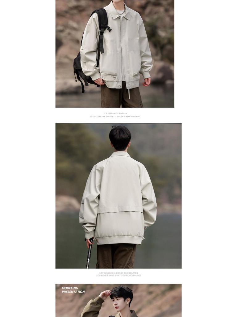 Men's Spring/Autumn Trendy Loose Turn-Down Collar Jacket - Teen Casual Coat with Free Shipping