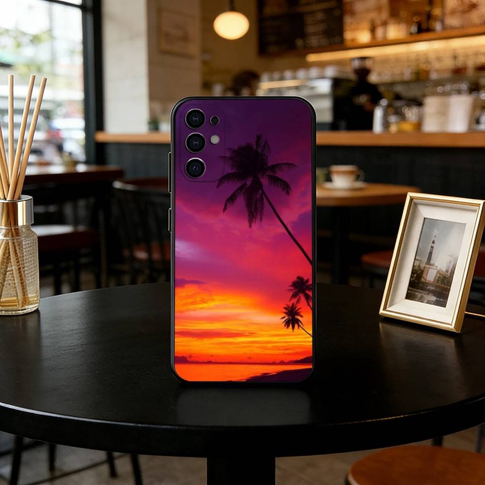 Meeresblick Sonnenuntergang Handyhülle Schwarzes Silikon Weich Für Samsung S25,S24,S21,S22,S23,S30,Ultra,S20,Plus,Fe,Lite