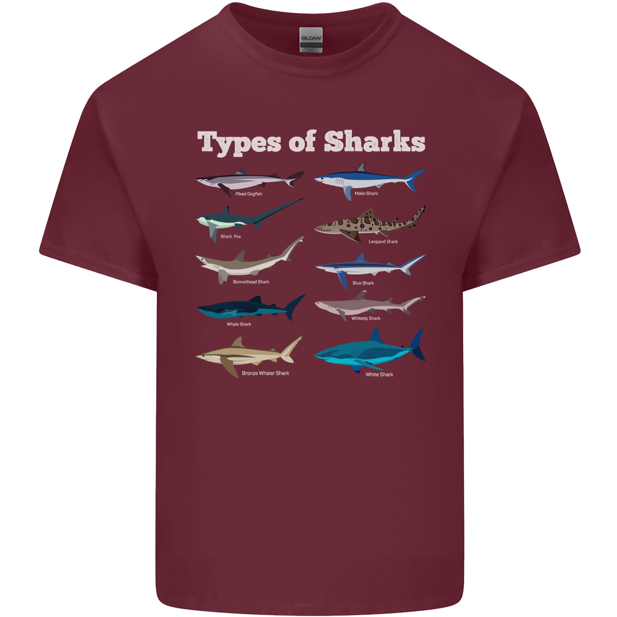 Types of Sharks Unisexs Light Cotton TShirt S