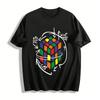 Retro Hand-Painted Rubik's Cube Print Casual Short-Sleeve Tee Pure Cotton T-shirt