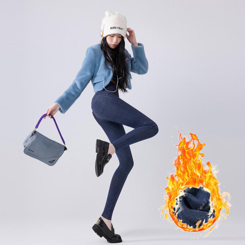 

Зимові флісові еластичні легінси з високою талією та кишенькові джинси для йоги. XXL