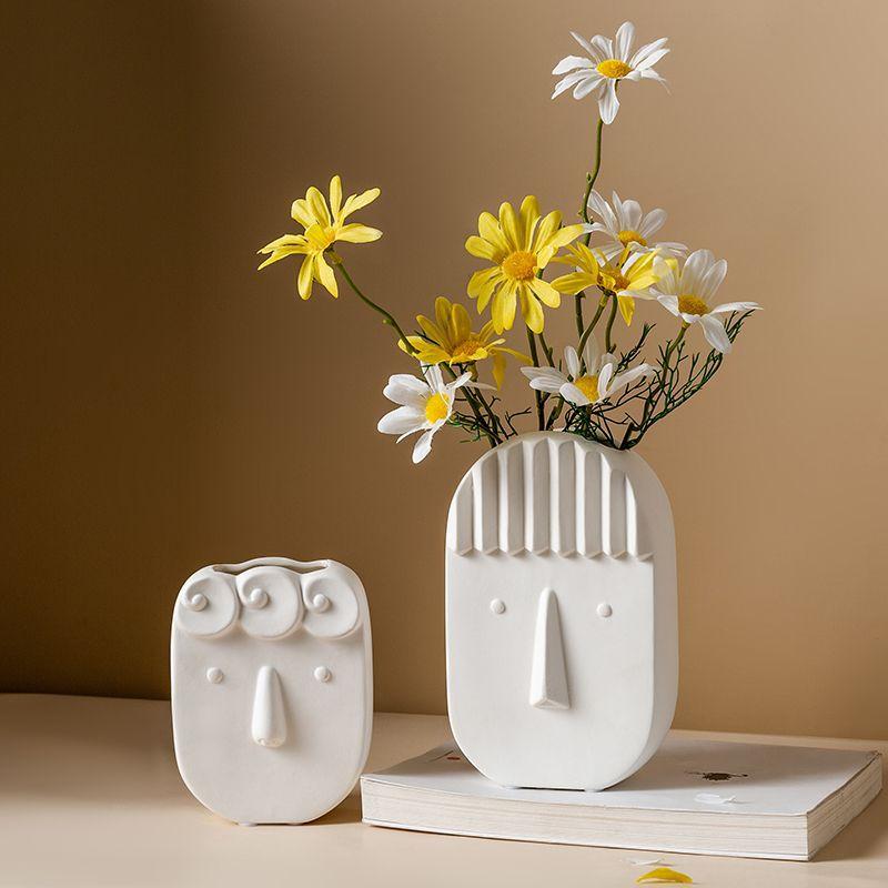 Abstrakt Ansiktsvas Keramisk Hydroponisk Vas Blomsterarrangemang Heminredning Skrivbordsdekorationer