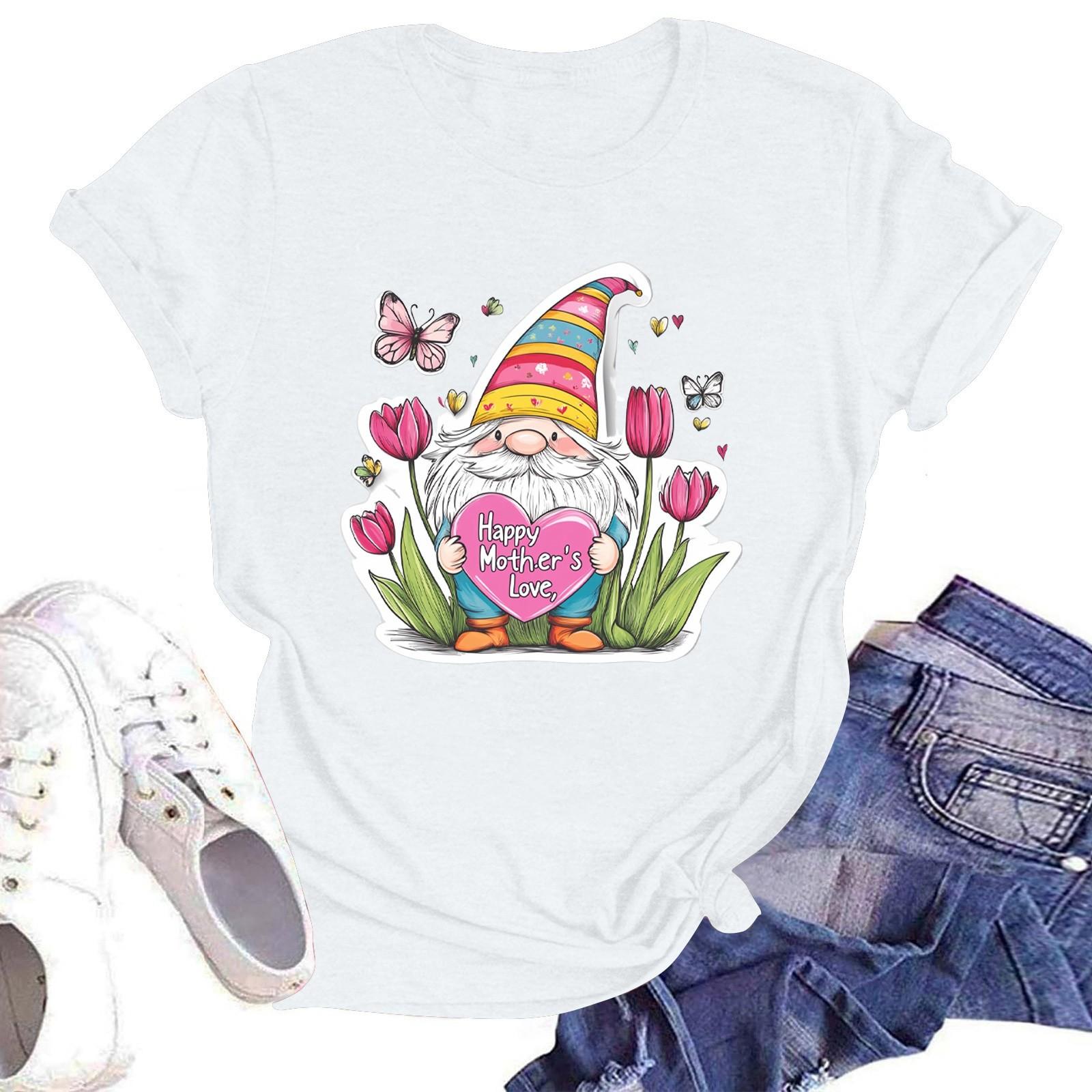 

Женская повседневная футболка с круглым вырезом и короткими рукавами с принтом XXL белый