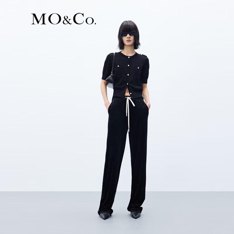 MO&Co. Women's Velvet-Feel High-Waist Casual Pants