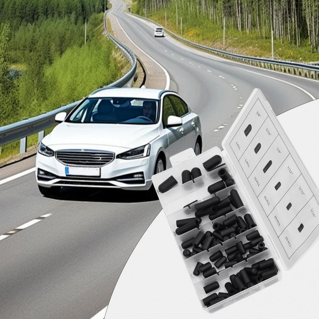 80Pcs Carburetor Vacuum Line Hose Rubber Boot Cap Assortment Kit