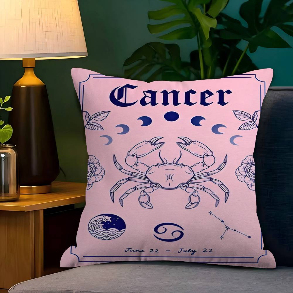 Constellation Nursery Canvas Pillow Covers Cartoon Sofa Decorative Home Doublesided Printing Short Plush Cute Cushion Cover