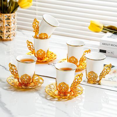 Retro Light Luxury High-value Turkish Coffee Cup and Saucer Set, Premium Ceramic Cup Afternoon Tea Cup Home Gift Box
