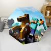 Minecraft5 Print Automatic Umbrella, 8 Rib Iron Frame, Plastic Handle, Suitable for Outdoor Travel &Daily , Ideal Gift