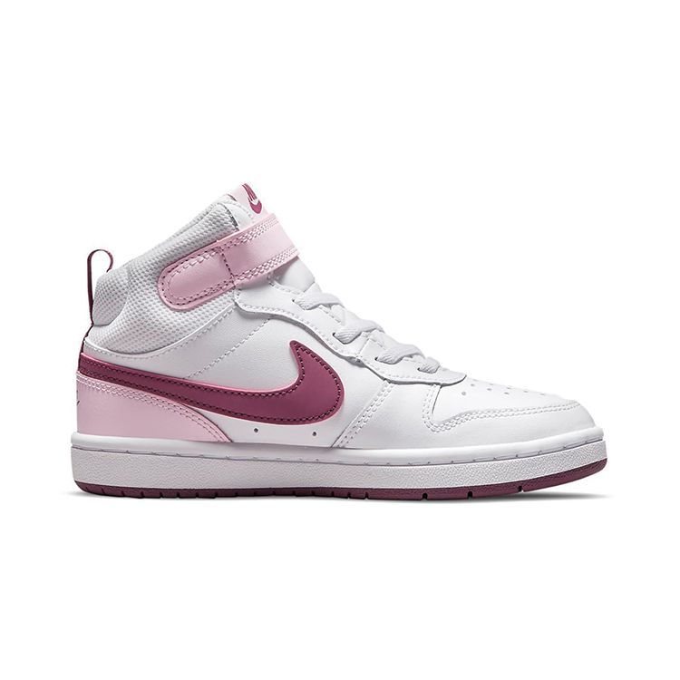 Nike Court Borough Mid 2 PSV Pink Foam Kids Sneakers White Dark-Beetroot CD7783-104