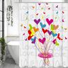 Colorful Cartoon Love Shower Curtain, Bathroom Decorative Shower Curtain, Waterproof Shower Curtain with Hooks