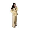 Cardigan sweater women's coat autumn and winter new loose small women's long knitted top set