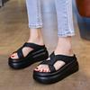 Modische Keilsandalen mit dicker Sohle für Damen Sommer Outdoor Feenstil Vielseitige und bequeme Plateau-High-Heel-Slipper mit Kleid
