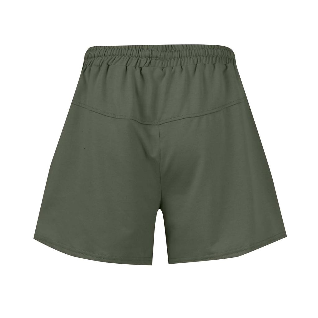 Women's Elastic Waist Color Casual Pocket Shorts High Waist Slim Fit Sports Women's Pants