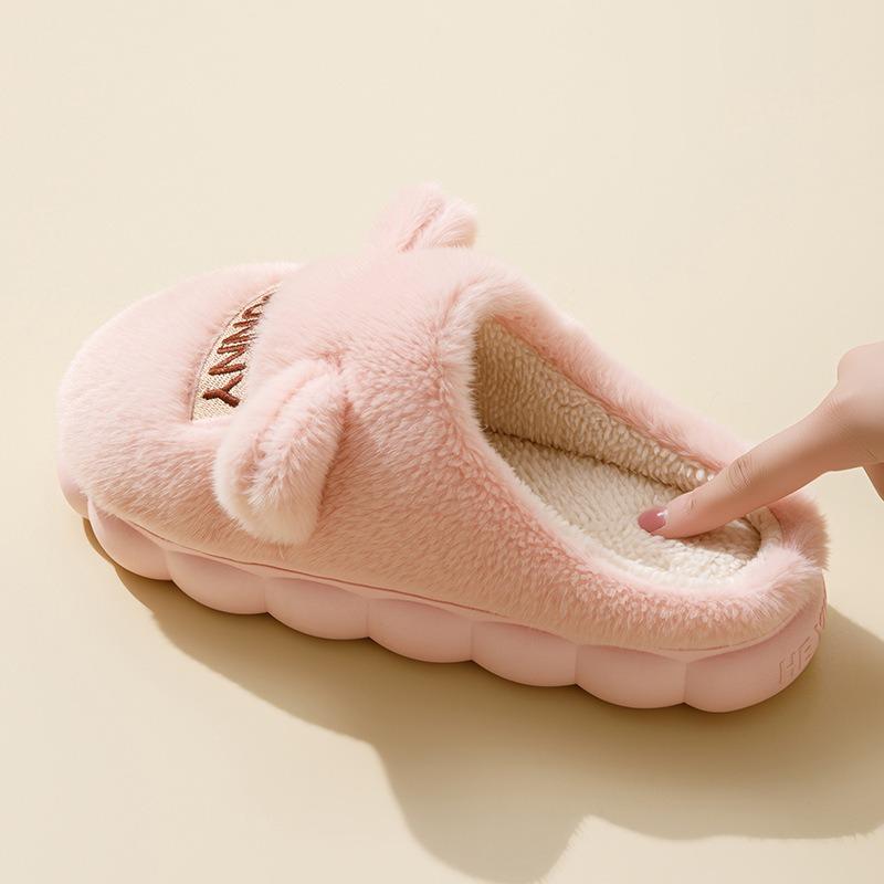 Cotton slippers women and men autumn and winter home couple home indoor warm non-slip thick bottom plush