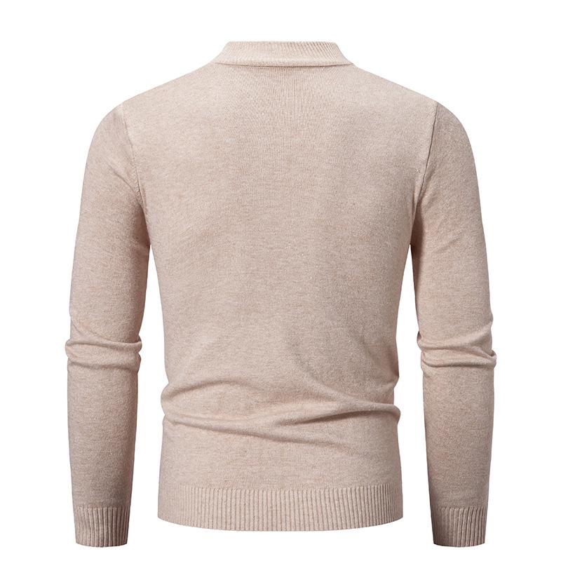 Men's Retro Half-High Neck Slim-Fit Knit Sweater - Versatile Base or Outer Layer, Casual and Lightweight