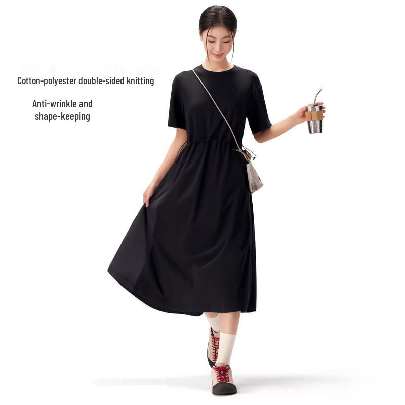 Camel Women's Short Sleeve A-Line Midi Dress