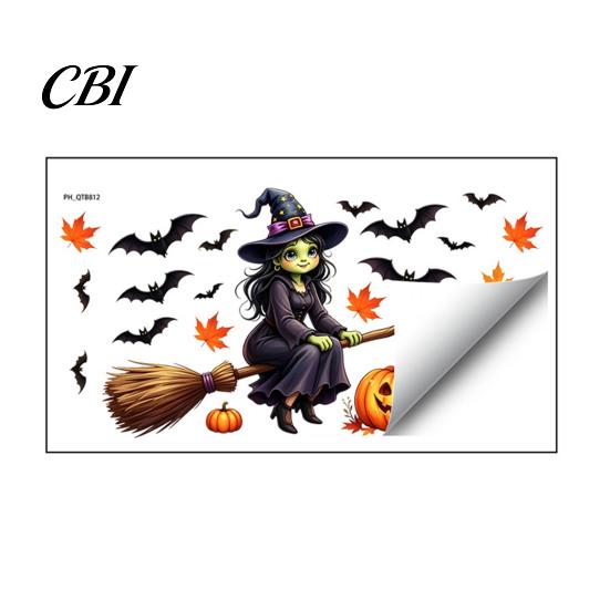 Easy Peel Stick Classroom Wall Decor Cute Halloween Decals, Black Cat Witch Bat Pumpkin Stickers, Fall Removable Autumn Stickers & Art for Home