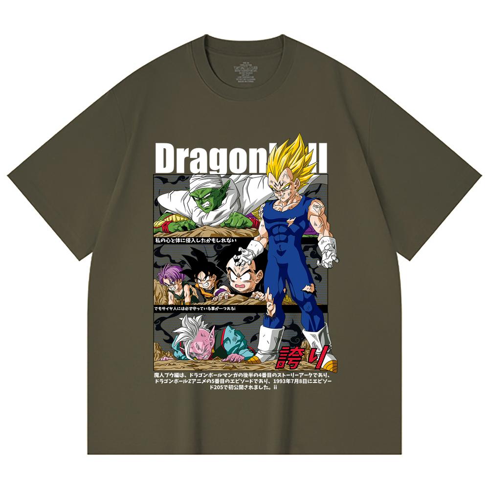 230 Gsm 100% Cotton Dragon Ball V6 Majin Vegeta Print Unisex Heavy Cotton T Shirt