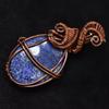 Natural Lapis Lazuli 65 Ct Certified Handmade Copper Wire Wrapped Oval Pendant
