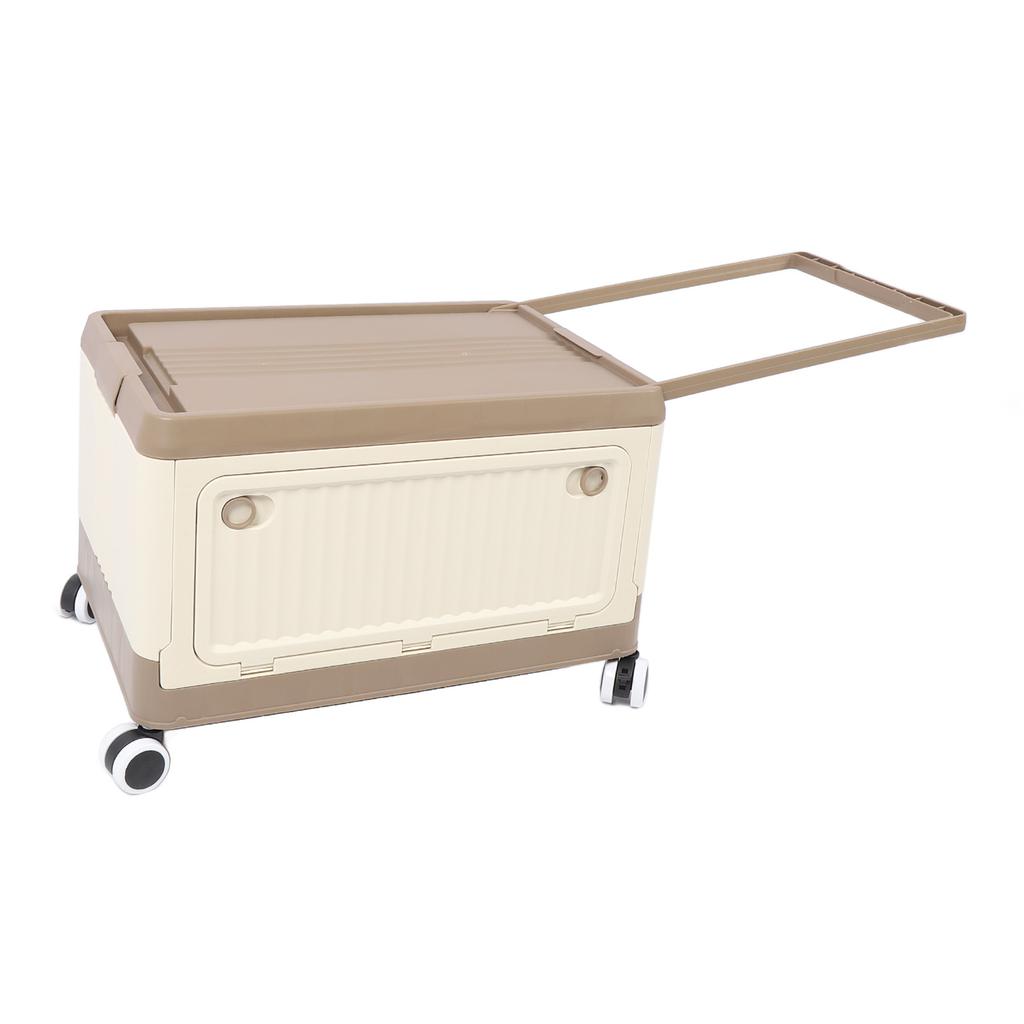 Folding Storage Bin with Lid Wheels PP Stackable Rolling Utility Storage Box Container with Handle