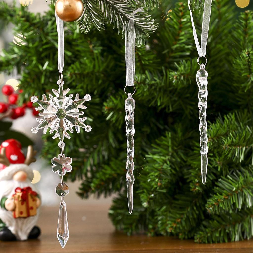 10-Piece Set: Transparent Acrylic Snowflake Icicle Christmas Decorations
