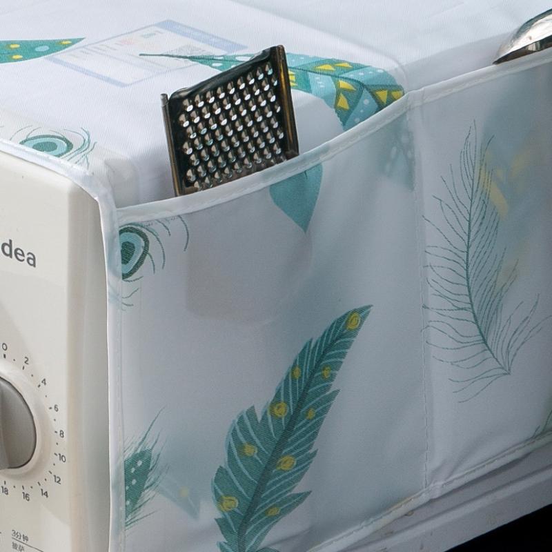 1 szt. Wodoodporny pokrowiec przeciwpyłowy na mikrofalówkę z bocznym schowkiem, gospodarstwo domowe, nadruk na powierzchni, urządzenia, olejoodporny pokrowiec przeciwpyłowy na mikrofalówkę, wysoka jakość