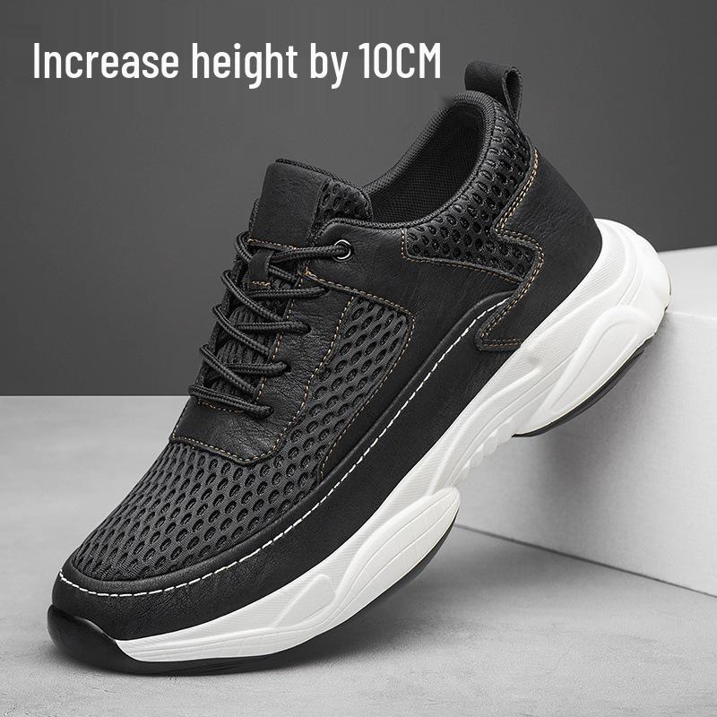 Men s Summer Breathable Mesh Sneakers, 8CM Height-Boost, Lightweight Soft Sole, Ideal for Casual Sports & Skateboarding. Size 37