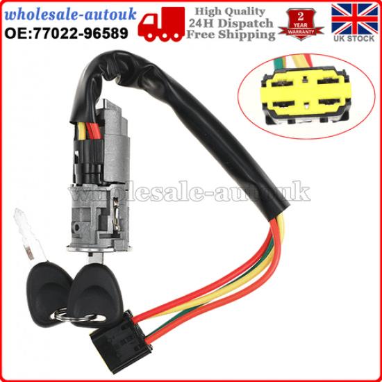 77022-96589 For Renault Megane Ignition Lock Barrel Cylinder Keys Starter Switch