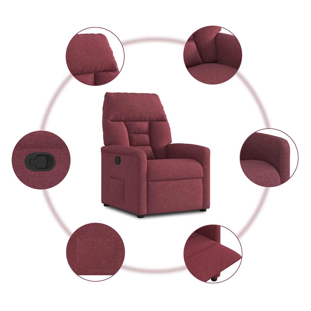 Recliner Chair Burgundy Fabric
