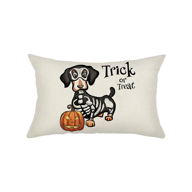 Funny Halloween Pillow Cover Printed Linen Pumpkin Cushion Cover Living Room Sofa Bedroom Pillow Cover