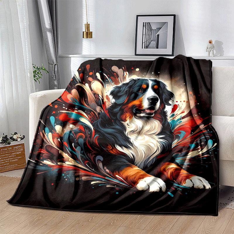 1pc Dog Printing Lightweight Flannel Blanket, Comfortable and Warm Blanket, for Camping Sofa Bed and Couch Office, Suitable for Gift Blankets