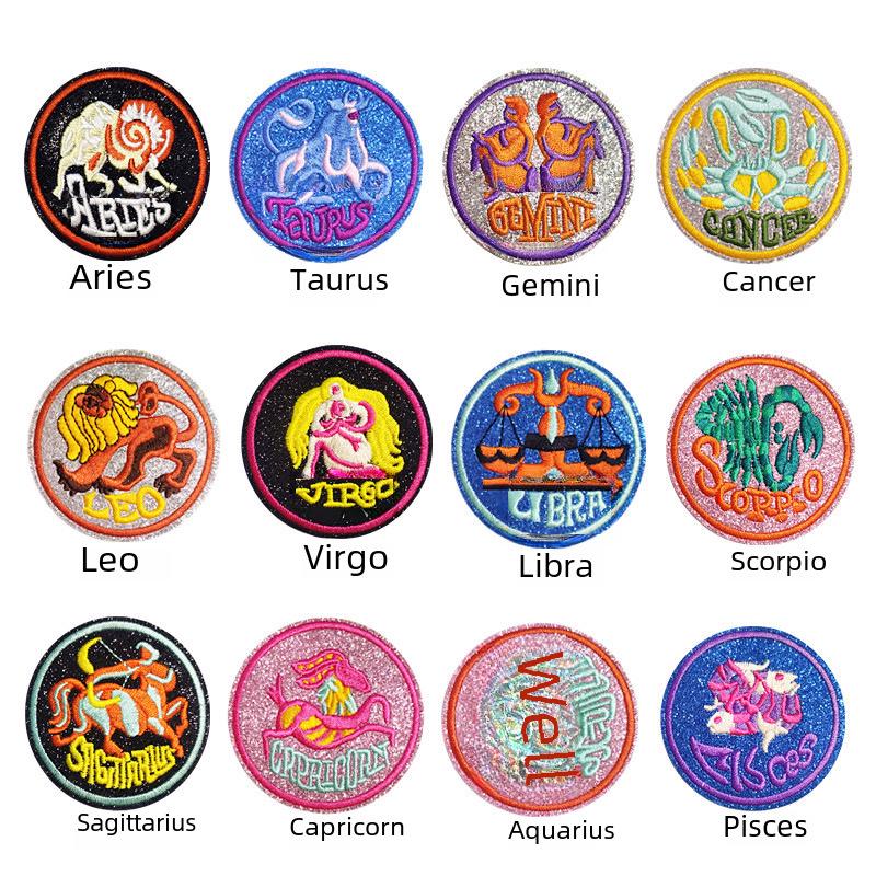 New Cartoon Constellation Embroidery Patch - Creative Round Design