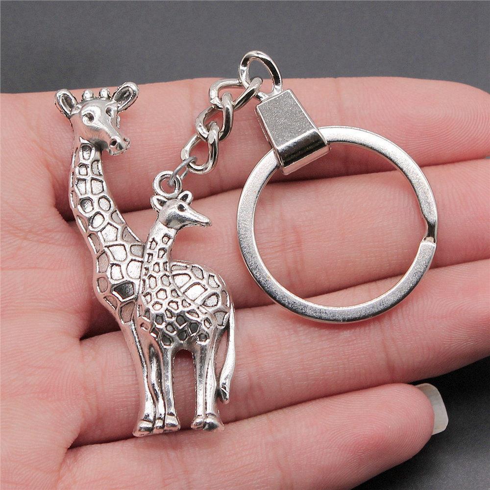 Dinosaur Animal Prehistoric Creature Pendant Antique Bronze Metal Keychain with 30mm Ring for Women High Quality