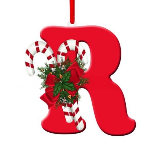Christmas Acrylic Letter Hanging Decoration Car Rearview Mirror Xmas Tree A to Z Alphabet