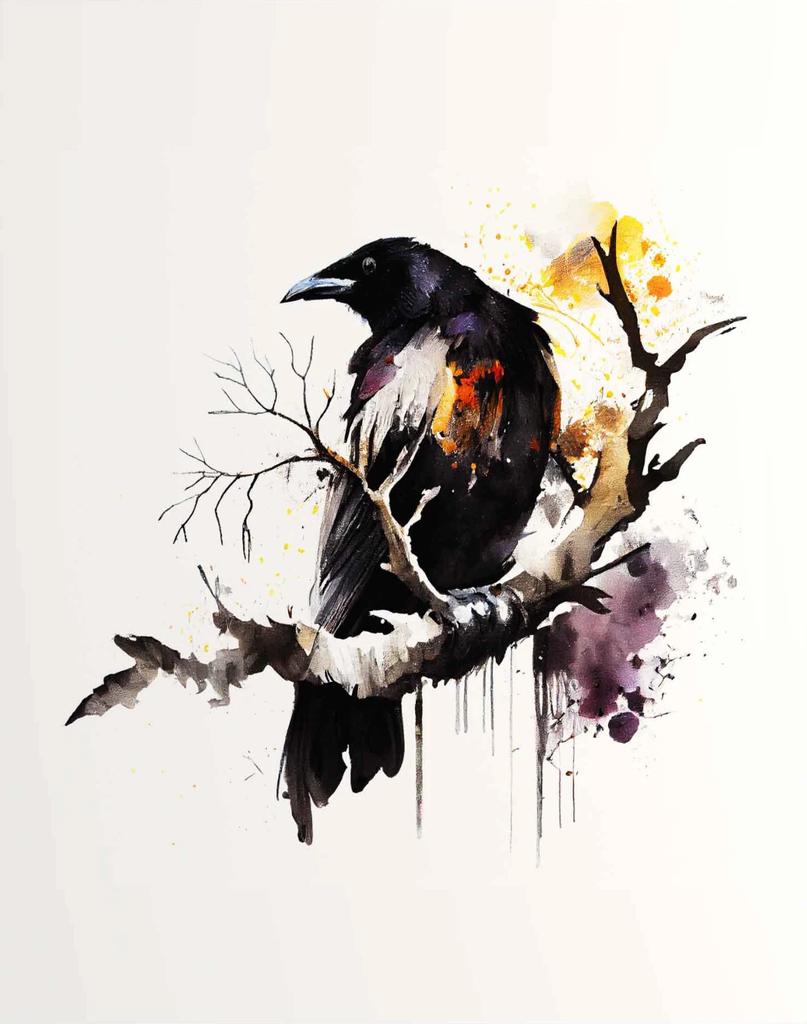 Vögel auf Ästen Aquarellposter Stieglitz Kolibri Krähe Tukan Leinwandgemälde Wandkunst Bild Heimdekor