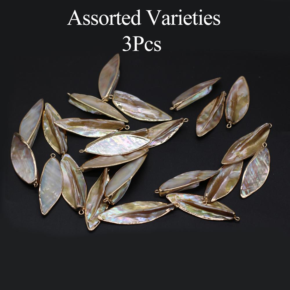 

3 шт., Подвеска из натуральной ракушки, Бохо ручной работы, Шармы в виде золотых листьев, для DIY аксессуаров для ожерелья, Креативное изготовление ювелирных изделий, Уникальные унисекс поделки 1,5×5 см 3Pcs, 1.5×5cm