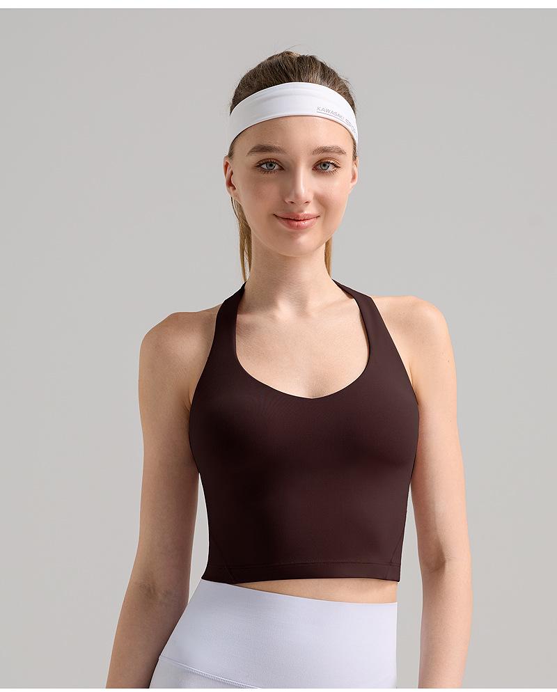 Lulu Women's New Halter Sports Bra - Beautiful Back, Slimming, Nude Feeling, with Chest Pads for Yoga and Fitness.