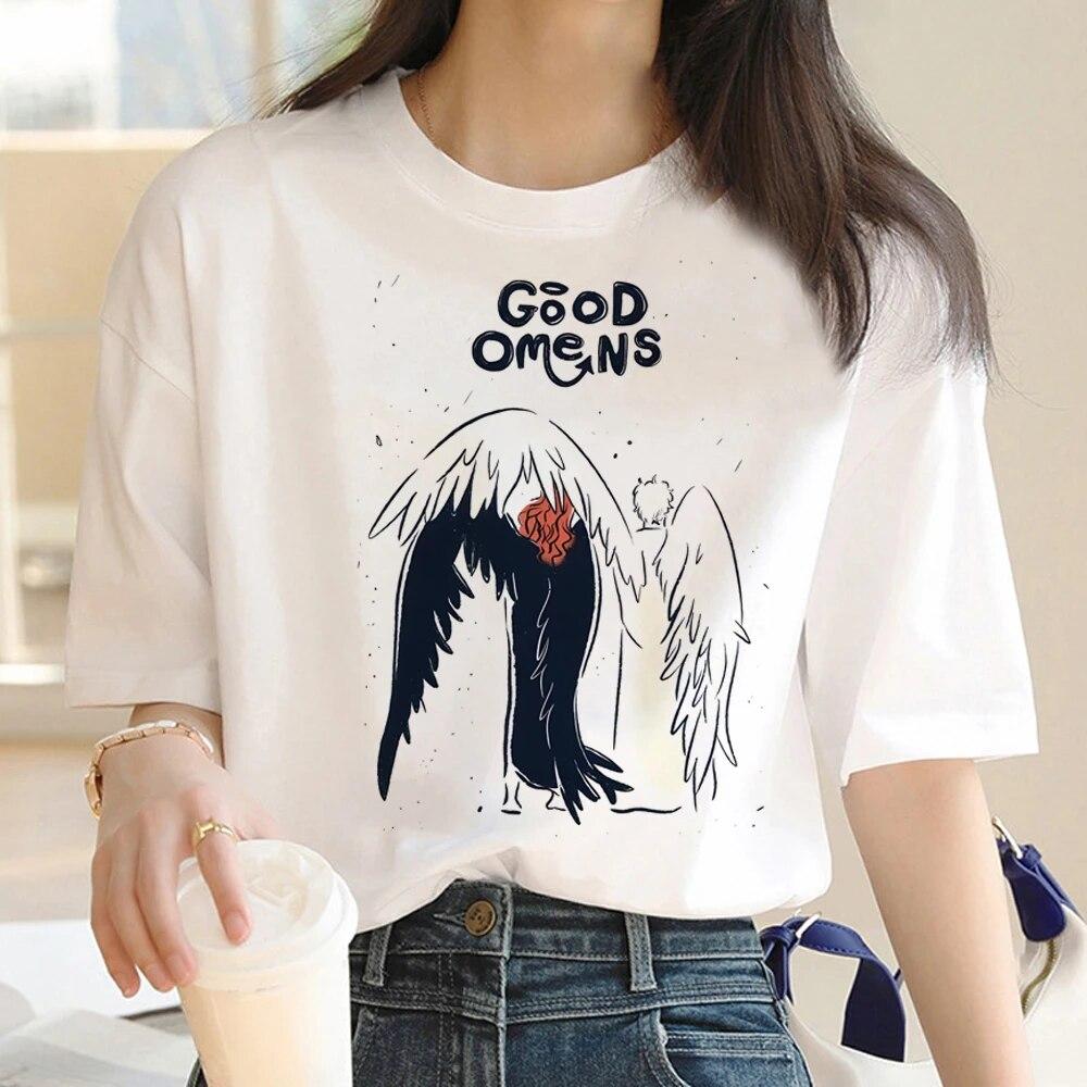 

Футболка «Благие знамения» женская футболка с комиксами женская уличная одежда в стиле Харадзюку унисексга M