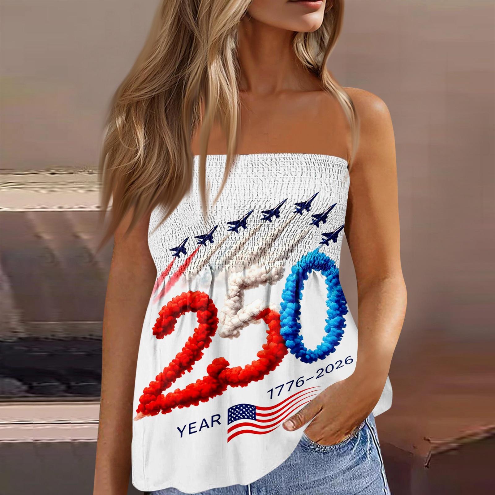 

Womens Spring Tops Strapless 250 Print Summer Shirts for Women Casual Loose Fit Womens Summer Shirts 2026 Tube Top Style XL білий