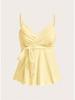 2026 V-Neck Waist-Cinching Ruffled Camisole for Women - European/American Style, Slimming Sleeveless Top