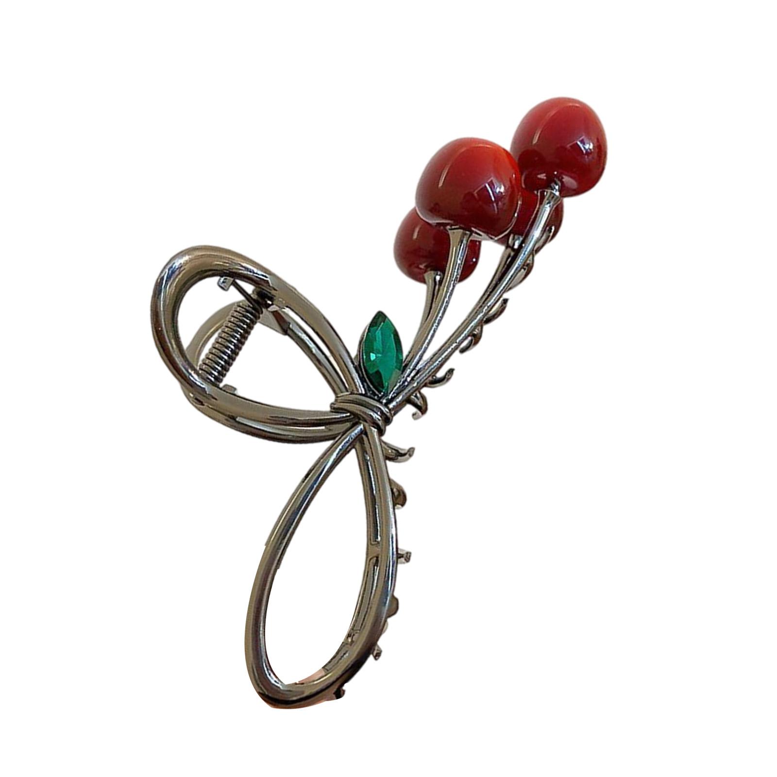 

Заколка-краб для волос «Вишня» Фруктовая тематика Зажимы для волос 3D Вишня Захват для волос Заколки Сильная фиксация Шпилька для девочек чёрный